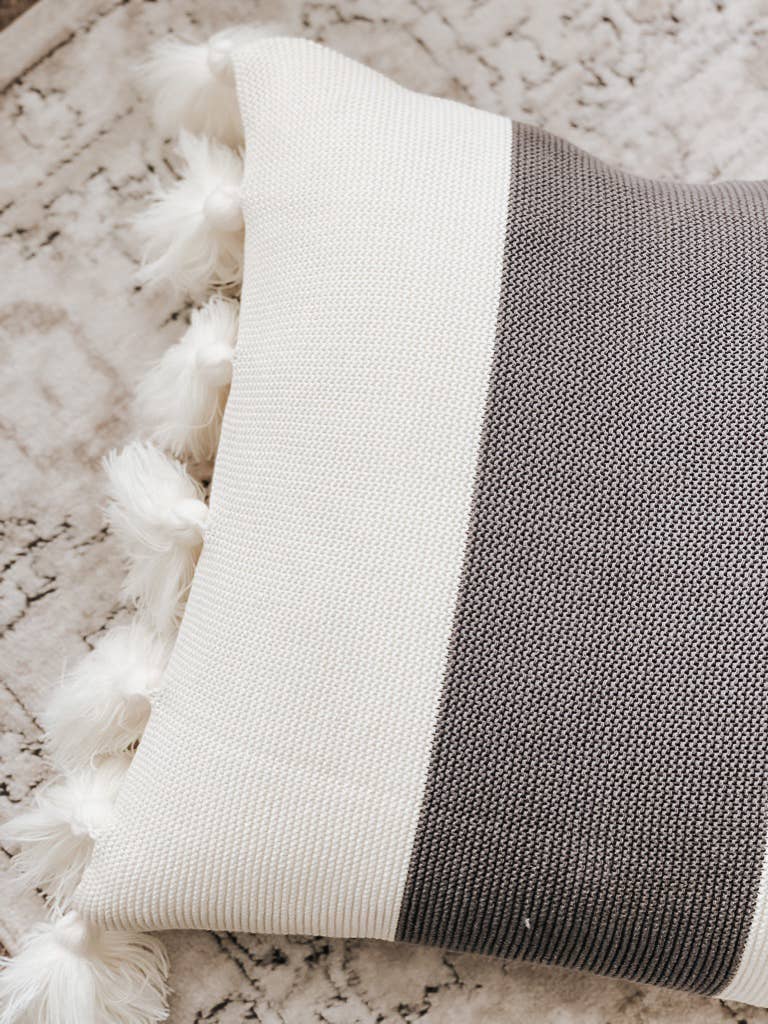 Gray shop tassel pillow